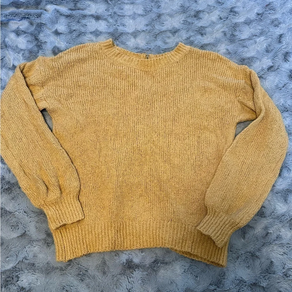 Abercrombie & Fitch Women’s Small Mustard Yellow Full Zip Back Sweater Cotton Bl - Picture 7 of 10